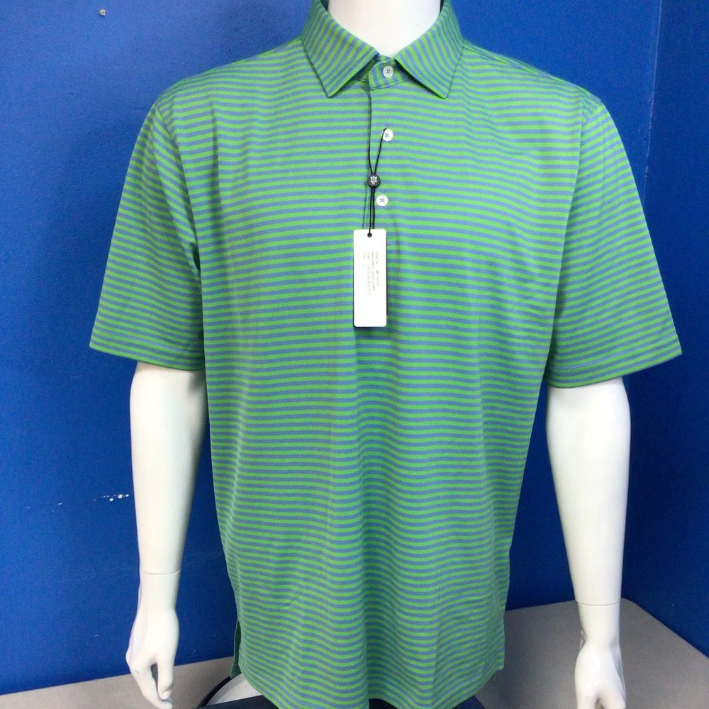 NWT Turtleson Plato Stripe Polo Shirt LIGHT BLUE/ENVY Size L